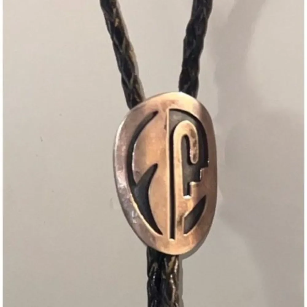 Vtg 1960s Sterling Silver Overlay Bolo Tie Mid Century Modern Southwestern C31